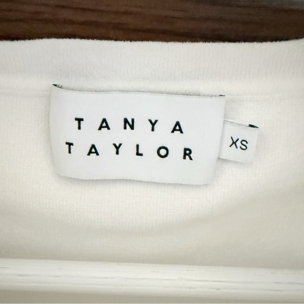 TANYA TAYLOR White navy blue stripe XAVIER KNIT crop TOP - Picture 3 of 5